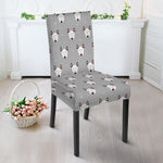 Cute Bull Terrier Faces Pattern Print Dining Chair Slipcover
