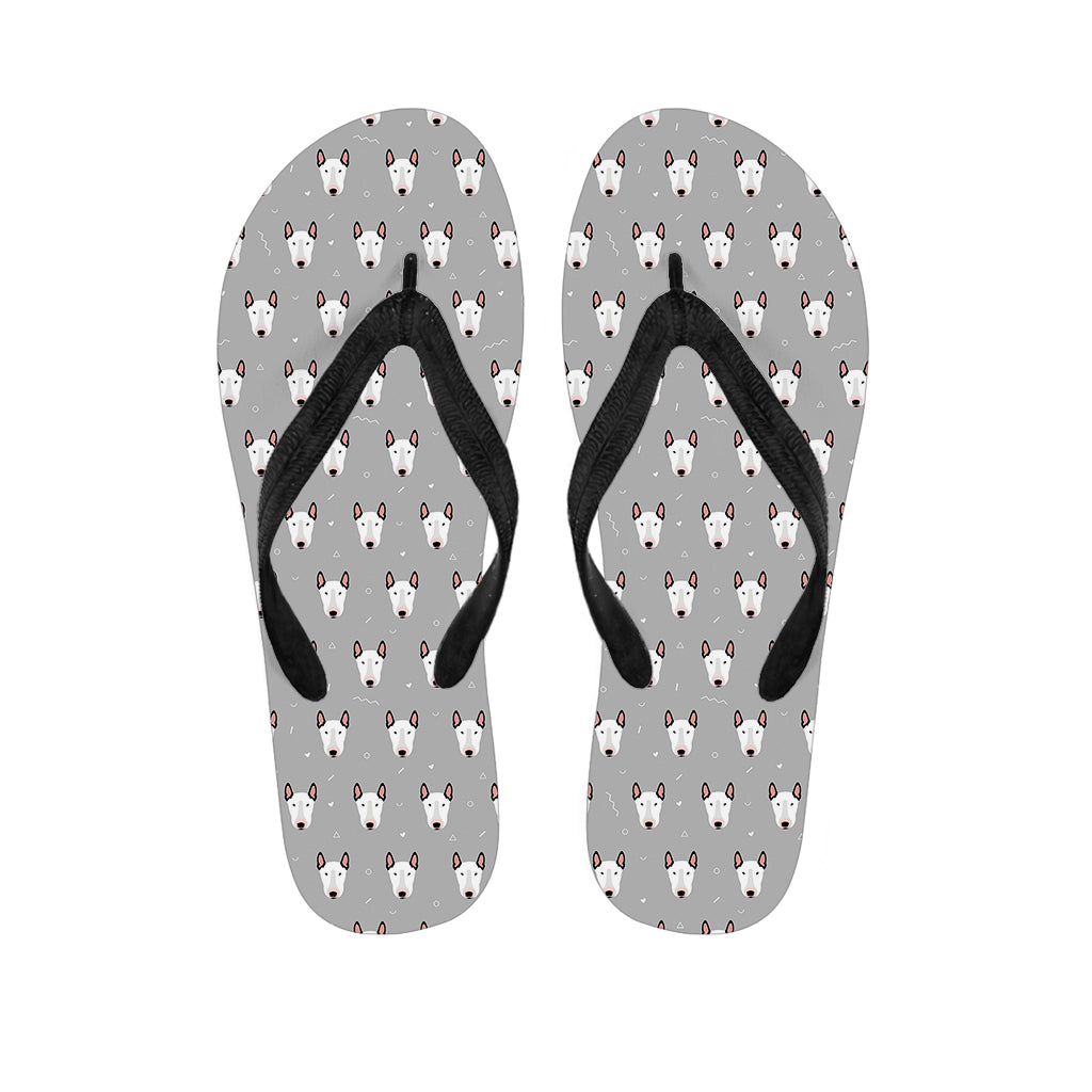 Cute Bull Terrier Faces Pattern Print Flip Flops