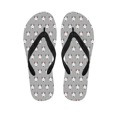 Cute Bull Terrier Faces Pattern Print Flip Flops