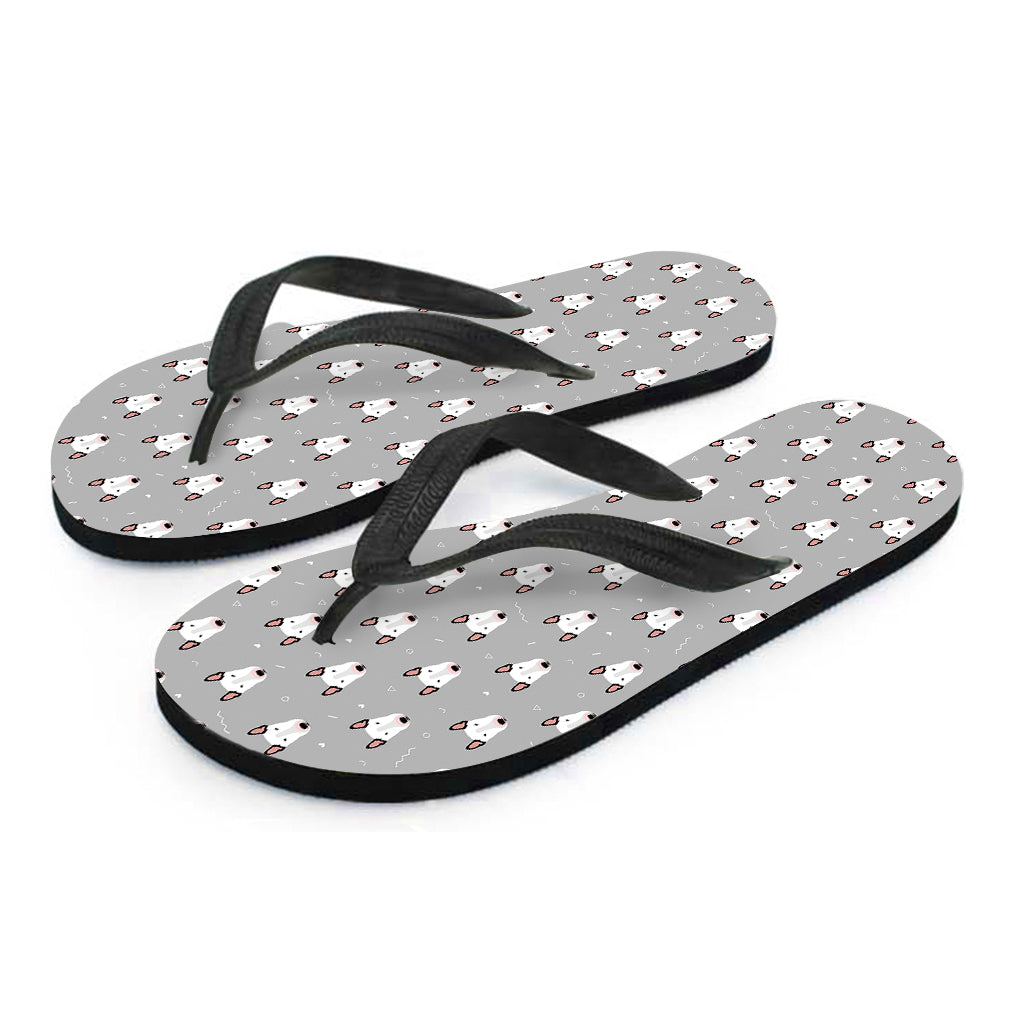 Cute Bull Terrier Faces Pattern Print Flip Flops