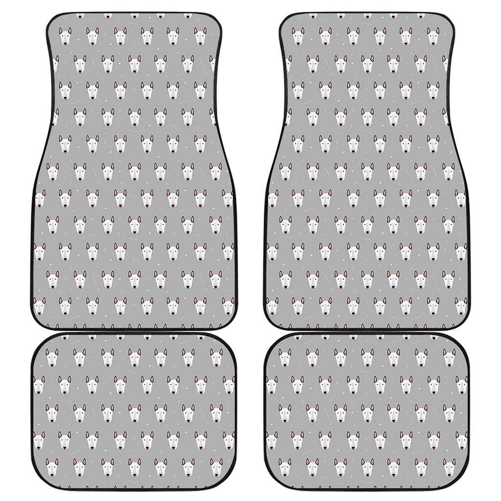 Cute Bull Terrier Faces Pattern Print Front and Back Car Floor Mats