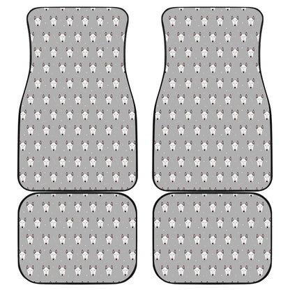 Cute Bull Terrier Faces Pattern Print Front and Back Car Floor Mats
