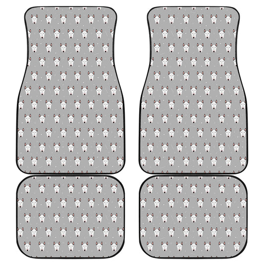 Cute Bull Terrier Faces Pattern Print Front and Back Car Floor Mats