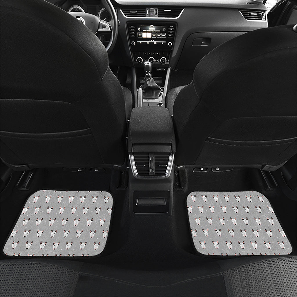 Cute Bull Terrier Faces Pattern Print Front and Back Car Floor Mats