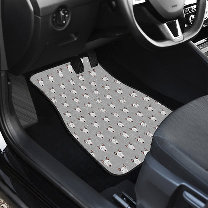 Cute Bull Terrier Faces Pattern Print Front and Back Car Floor Mats