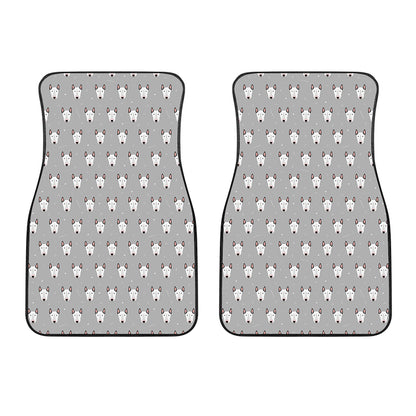 Cute Bull Terrier Faces Pattern Print Front Car Floor Mats