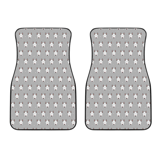 Cute Bull Terrier Faces Pattern Print Front Car Floor Mats