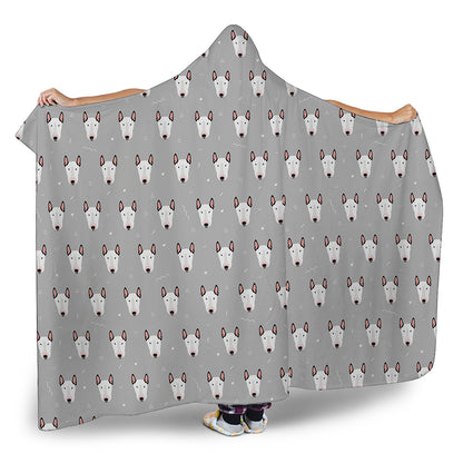 Cute Bull Terrier Faces Pattern Print Hooded Blanket