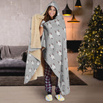 Cute Bull Terrier Faces Pattern Print Hooded Blanket