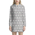 Cute Bull Terrier Faces Pattern Print Pullover Hoodie Dress