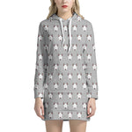 Cute Bull Terrier Faces Pattern Print Hoodie Dress