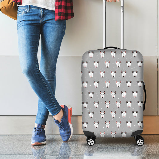 Cute Bull Terrier Faces Pattern Print Luggage Cover