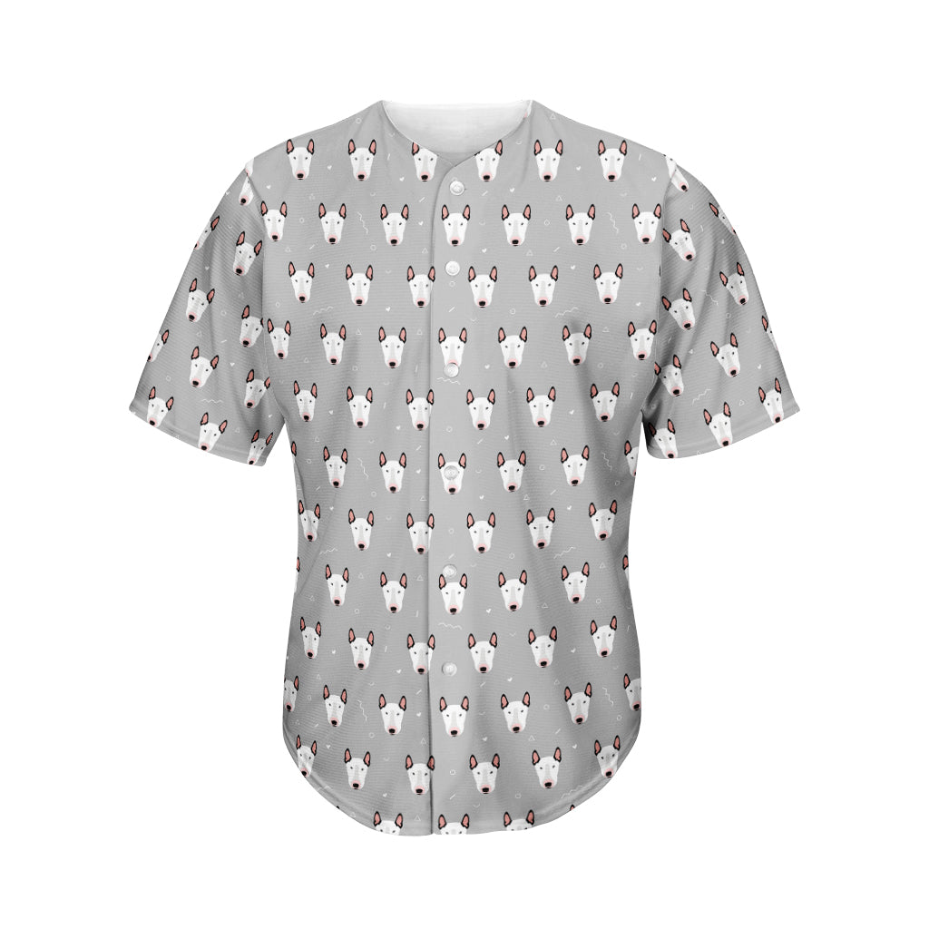 Cute Bull Terrier Faces Pattern Print Men's Baseball Jersey