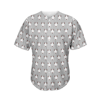Cute Bull Terrier Faces Pattern Print Men's Baseball Jersey