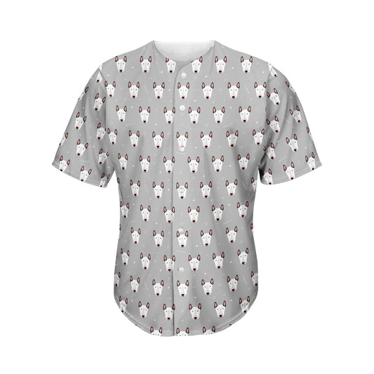 Cute Bull Terrier Faces Pattern Print Men's Baseball Jersey
