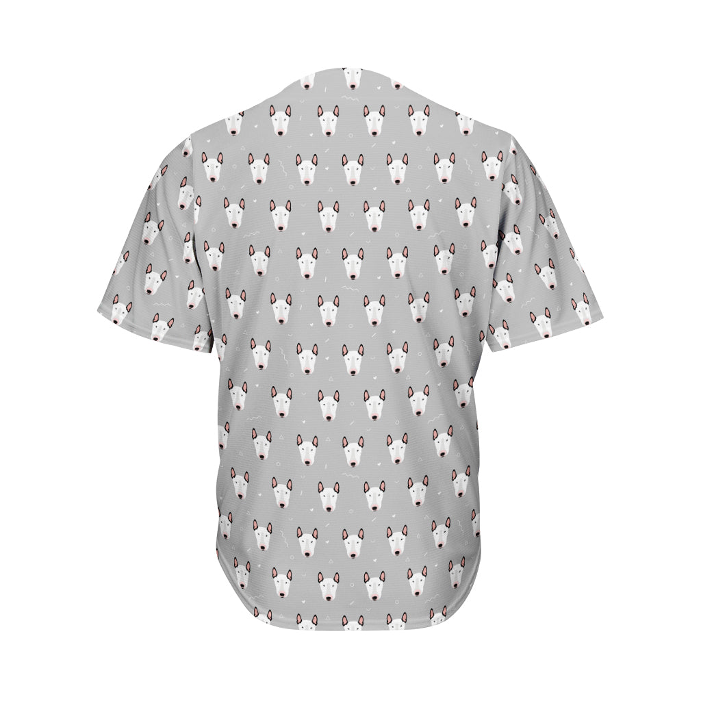 Cute Bull Terrier Faces Pattern Print Men's Baseball Jersey