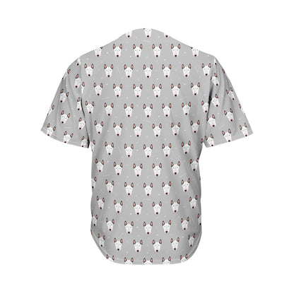 Cute Bull Terrier Faces Pattern Print Men's Baseball Jersey