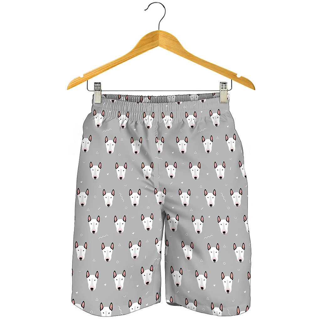 Cute Bull Terrier Faces Pattern Print Men's Shorts
