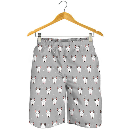 Cute Bull Terrier Faces Pattern Print Men's Shorts