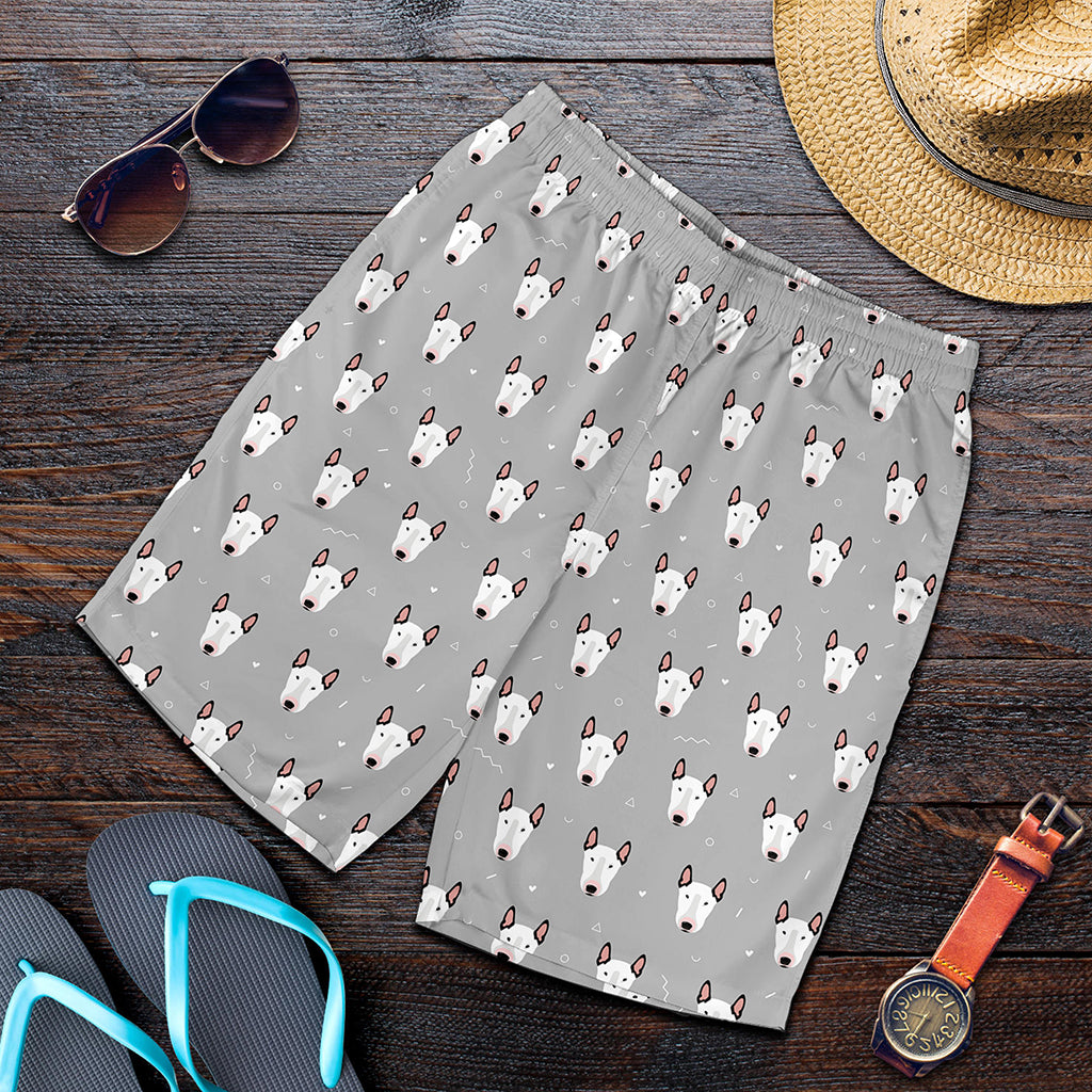 Cute Bull Terrier Faces Pattern Print Men's Shorts