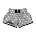 Cute Bull Terrier Faces Pattern Print Muay Thai Boxing Shorts