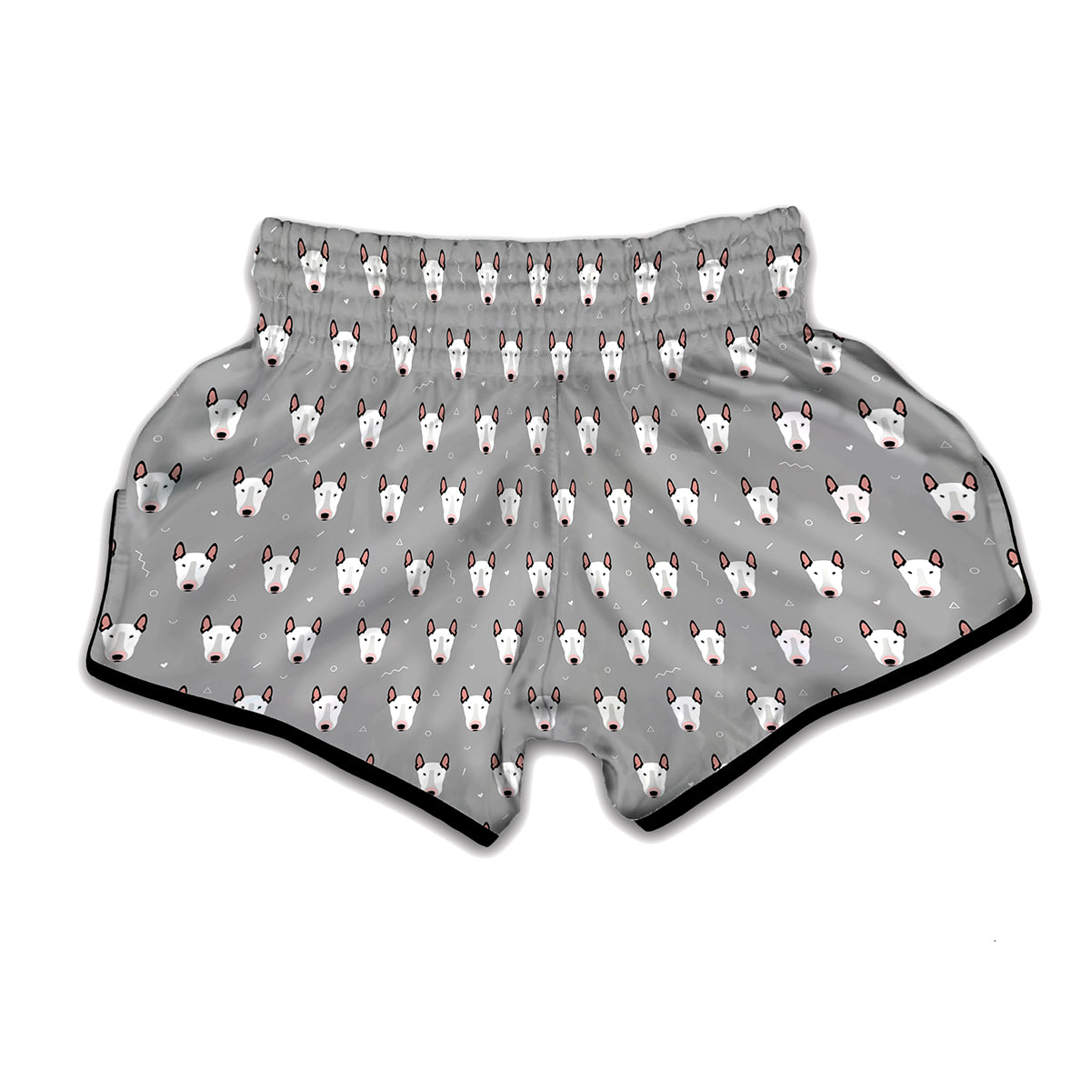 Cute Bull Terrier Faces Pattern Print Muay Thai Boxing Shorts