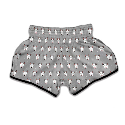 Cute Bull Terrier Faces Pattern Print Muay Thai Boxing Shorts
