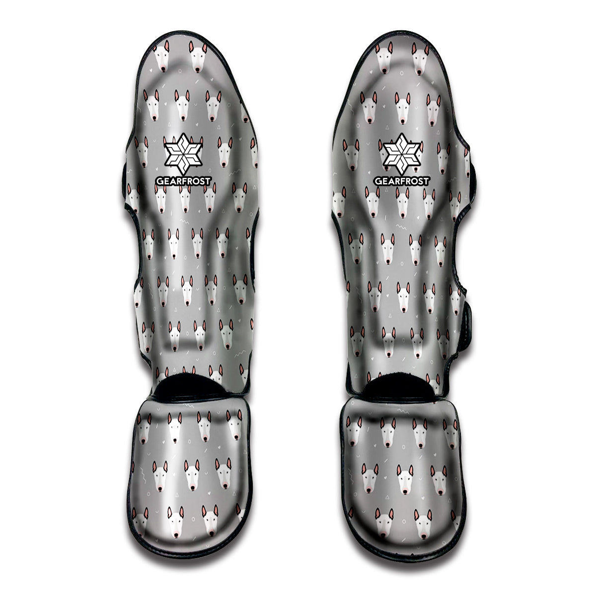 Cute Bull Terrier Faces Pattern Print Muay Thai Shin Guard