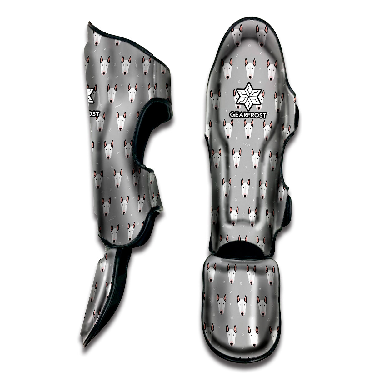 Cute Bull Terrier Faces Pattern Print Muay Thai Shin Guard