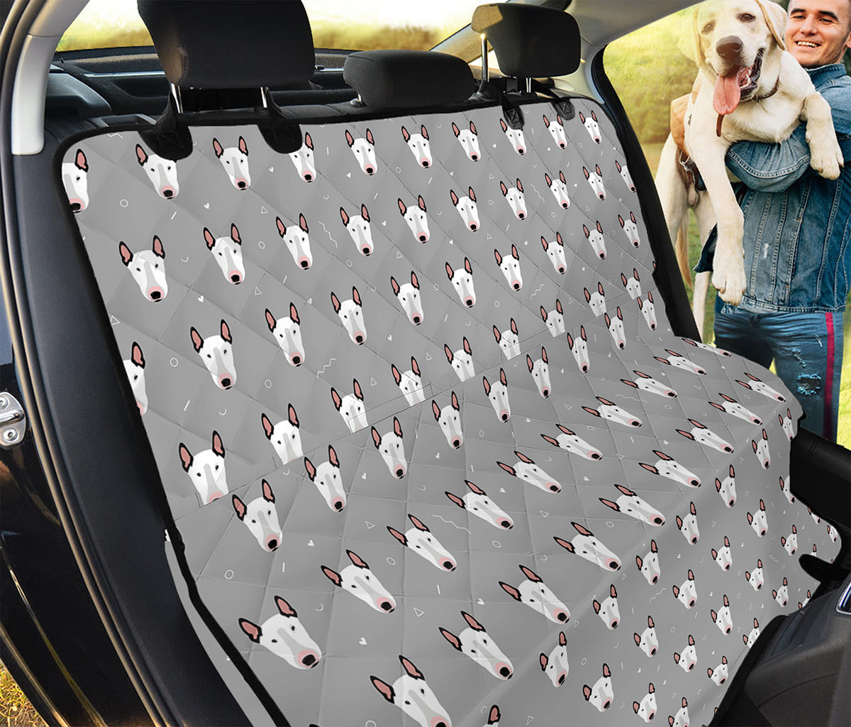 Cute Bull Terrier Faces Pattern Print Pet Car Back Seat Cover