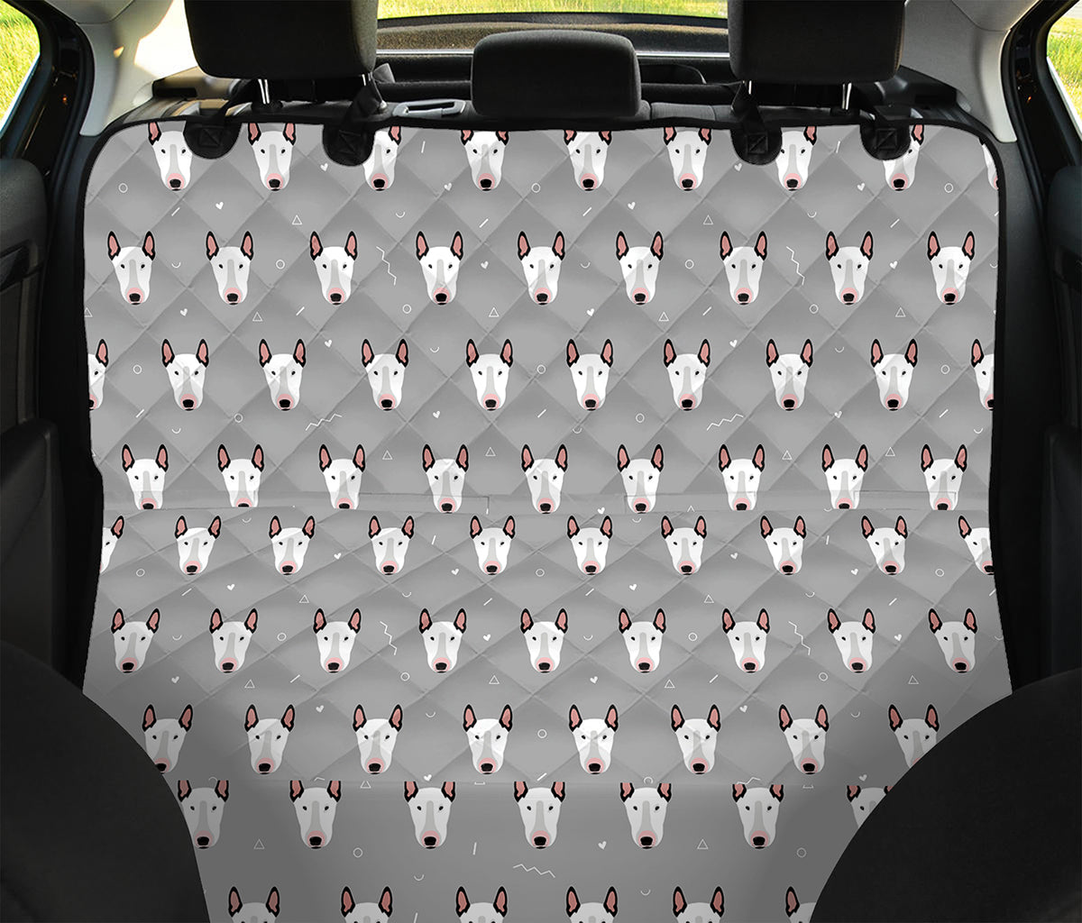 Cute Bull Terrier Faces Pattern Print Pet Car Back Seat Cover