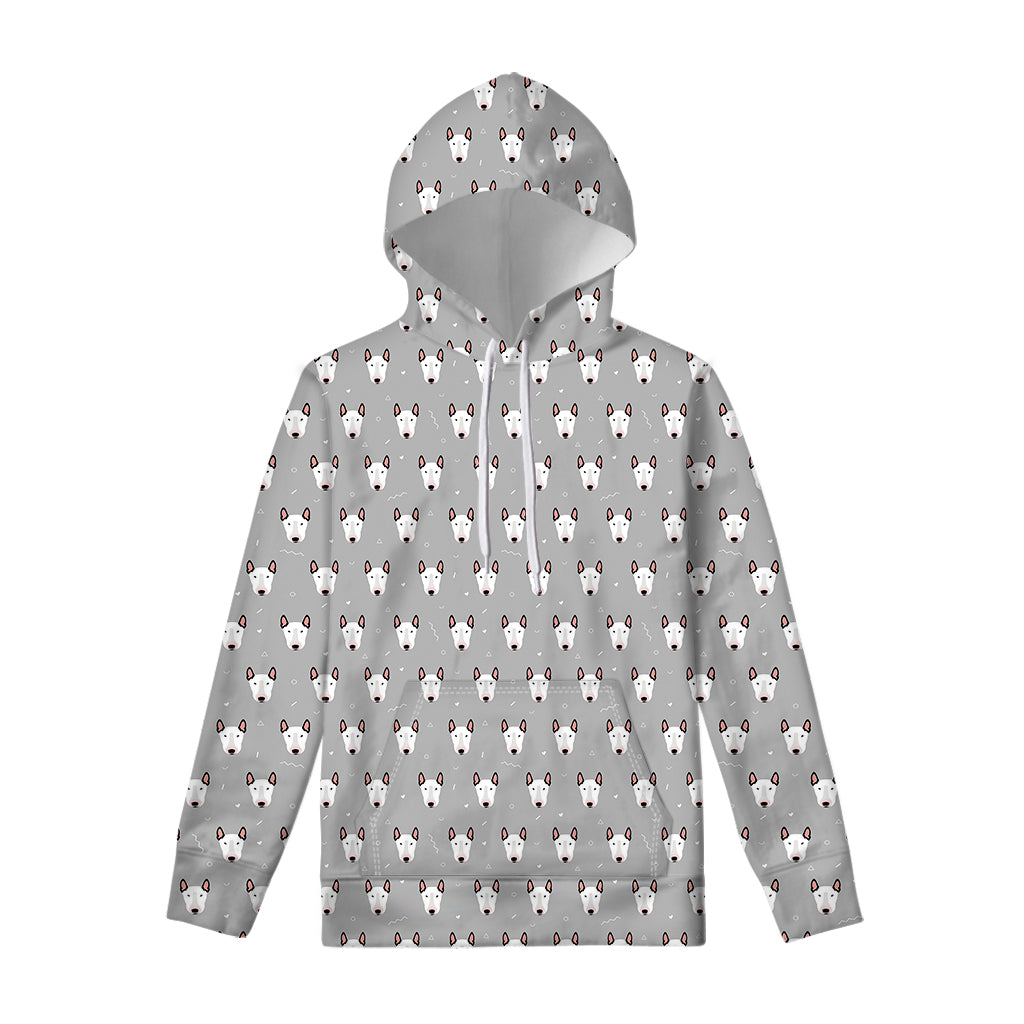 Cute Bull Terrier Faces Pattern Print Pullover Hoodie