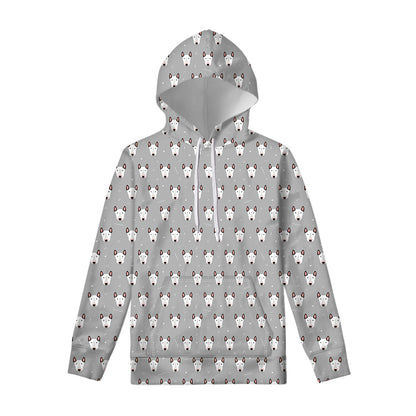 Cute Bull Terrier Faces Pattern Print Pullover Hoodie