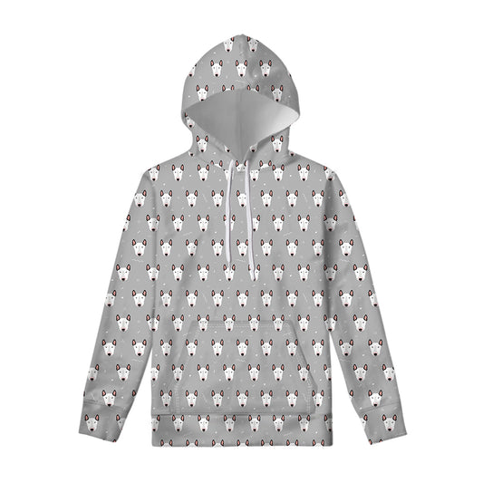 Cute Bull Terrier Faces Pattern Print Pullover Hoodie