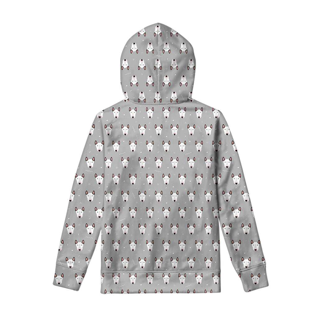 Cute Bull Terrier Faces Pattern Print Pullover Hoodie