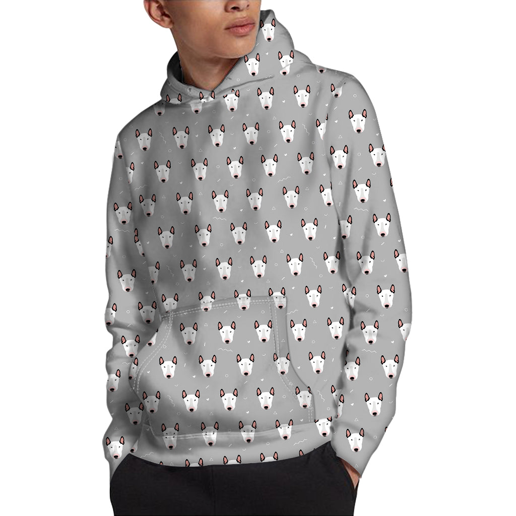 Cute Bull Terrier Faces Pattern Print Pullover Hoodie