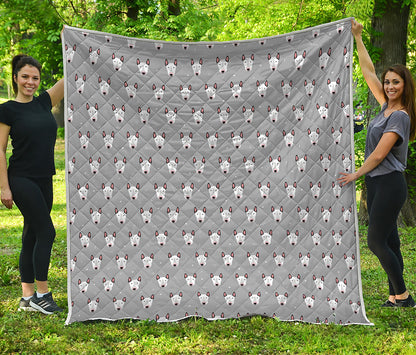Cute Bull Terrier Faces Pattern Print Quilt