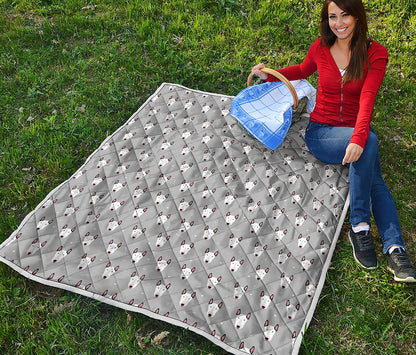 Cute Bull Terrier Faces Pattern Print Quilt