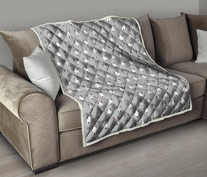 Cute Bull Terrier Faces Pattern Print Quilt