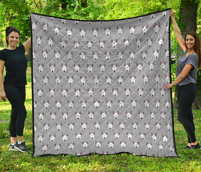 Cute Bull Terrier Faces Pattern Print Quilt