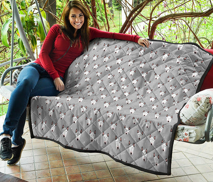 Cute Bull Terrier Faces Pattern Print Quilt