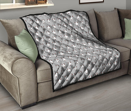 Cute Bull Terrier Faces Pattern Print Quilt