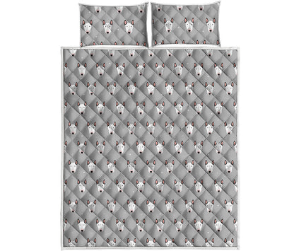 Cute Bull Terrier Faces Pattern Print Quilt Bed Set