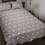 Cute Bull Terrier Faces Pattern Print Quilt Bed Set