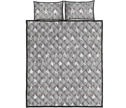 Cute Bull Terrier Faces Pattern Print Quilt Bed Set