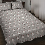Cute Bull Terrier Faces Pattern Print Quilt Bed Set