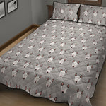 Cute Bull Terrier Faces Pattern Print Quilt Bed Set