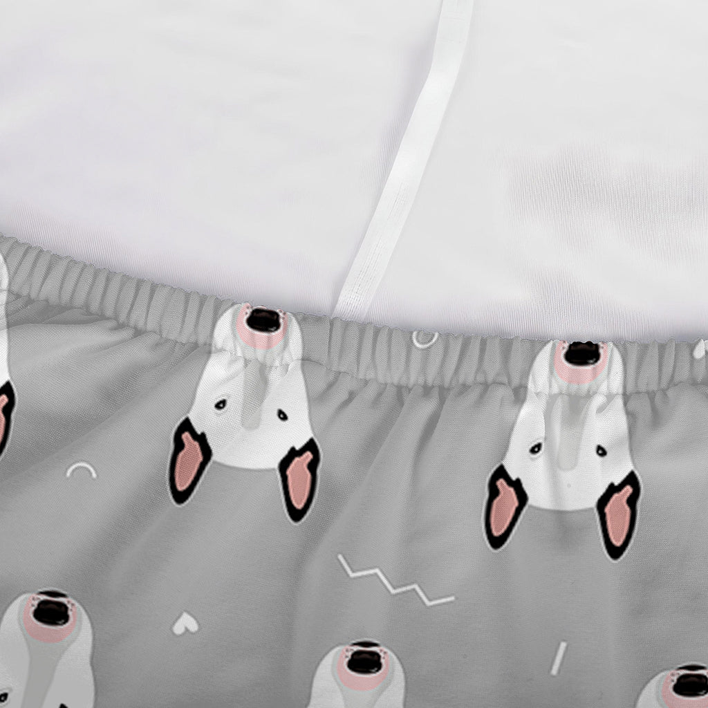 Cute Bull Terrier Faces Pattern Print Sofa Cover