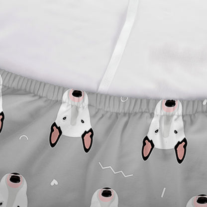 Cute Bull Terrier Faces Pattern Print Sofa Cover
