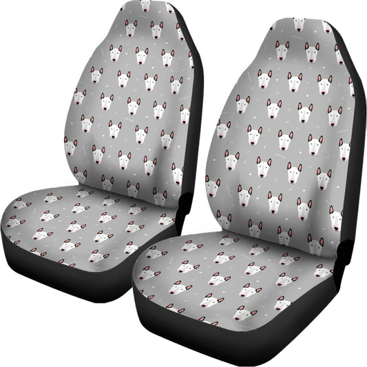 Cute Bull Terrier Faces Pattern Print Universal Fit Car Seat Covers